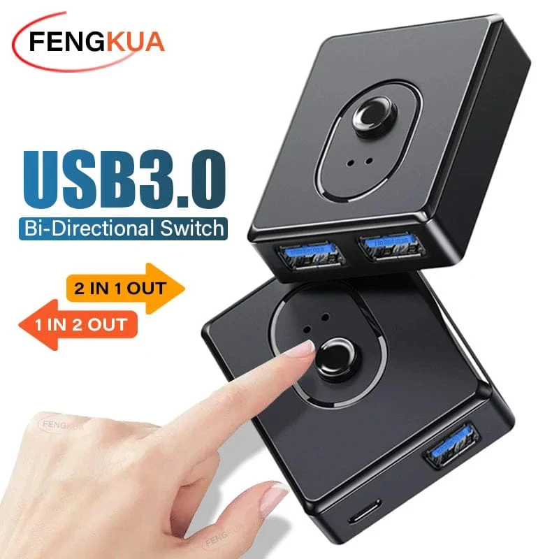 USB 3.0 Switcher KVM Switch 1x2/2x1 Bidirektionaler USB-Hub für Computer Laptop zu Tastatur Maus Drucker U Disk USB 2.0 Extender