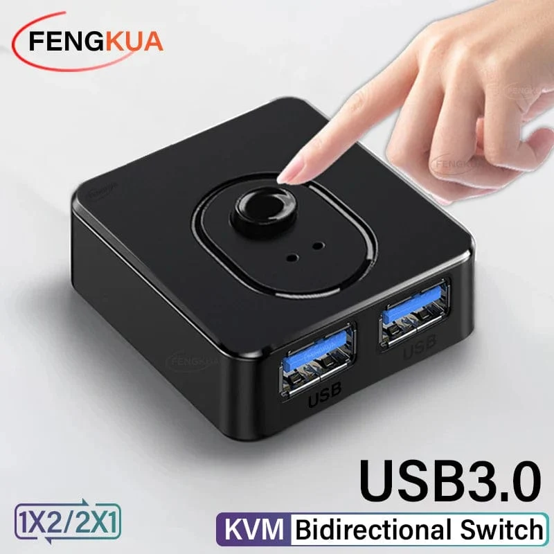 USB 3.0 Switcher KVM Switch 1x2/2x1 Bidirektionaler USB-Hub für Computer Laptop zu Tastatur Maus Drucker U Disk USB 2.0 Extender