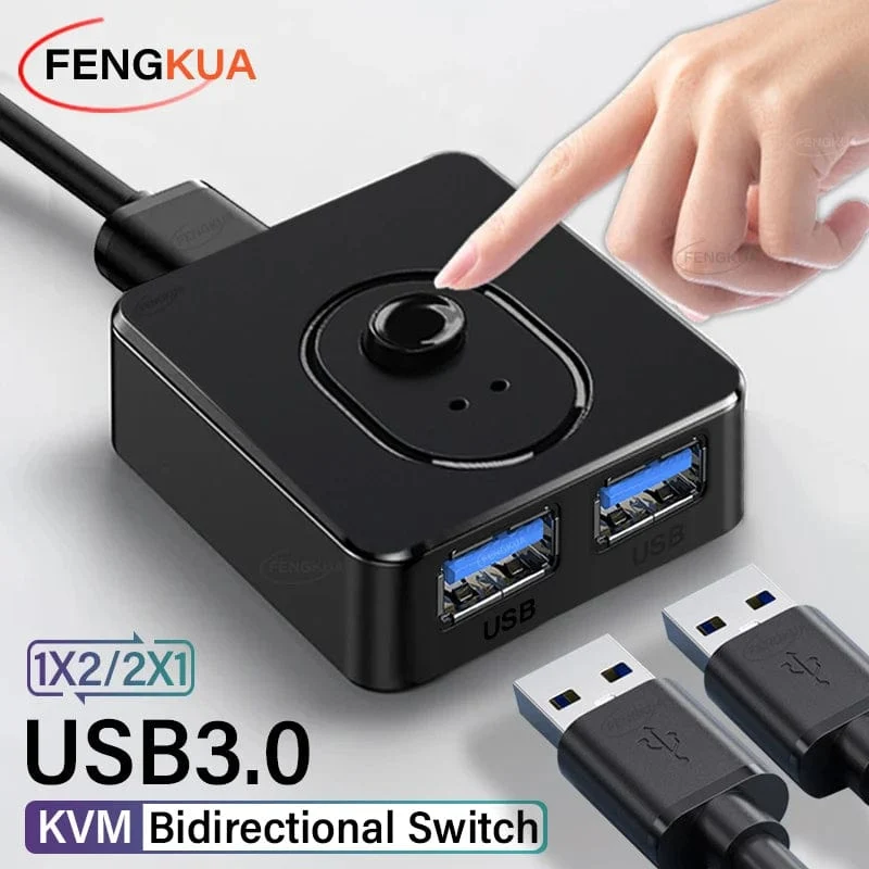 USB 3.0 Switcher KVM Switch 1x2/2x1 Bidirektionaler USB-Hub für Computer Laptop zu Tastatur Maus Drucker U Disk USB 2.0 Extender