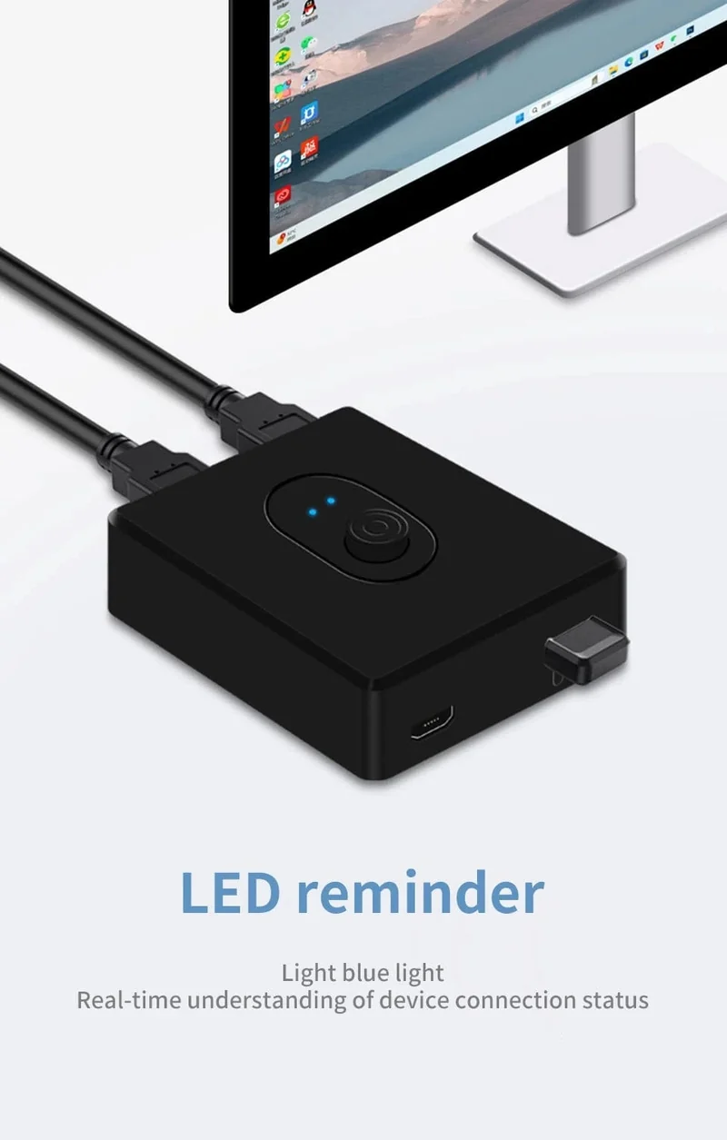 USB 3.0 Switcher KVM Switch 1x2/2x1 Bidirektionaler USB-Hub für Computer Laptop zu Tastatur Maus Drucker U Disk USB 2.0 Extender