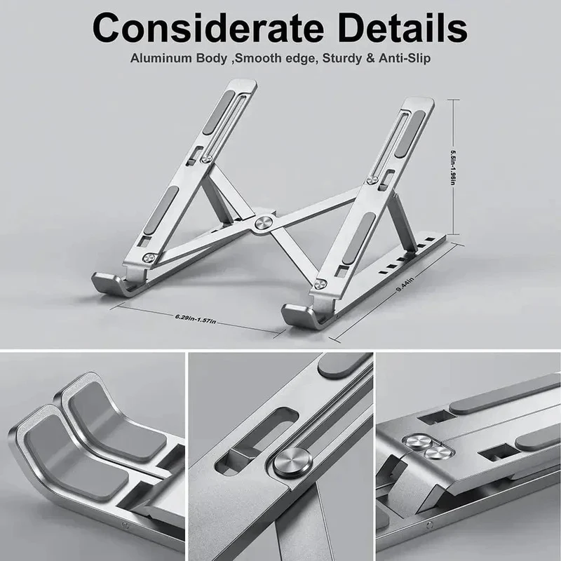 Tragbarer Laptopständer aus Aluminium, Notebook-Unterstützung, Computerhalterung, MacBook Air Pro-Halter, Zubehör, faltbare Lap-Top-Basis für PC