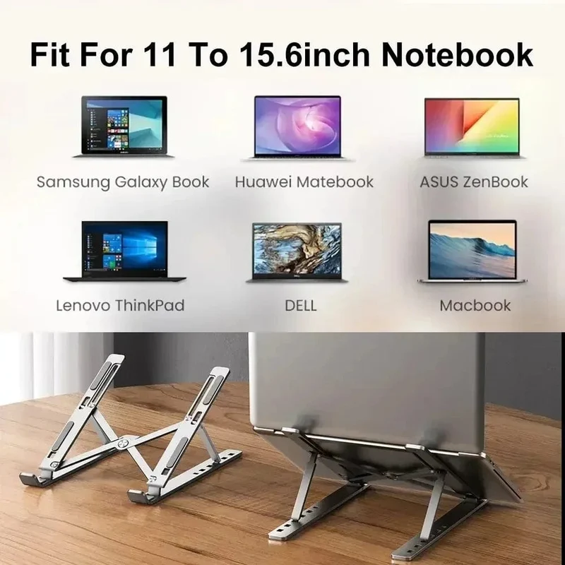 Tragbarer Laptopständer aus Aluminium, Notebook-Unterstützung, Computerhalterung, MacBook Air Pro-Halter, Zubehör, faltbare Lap-Top-Basis für PC