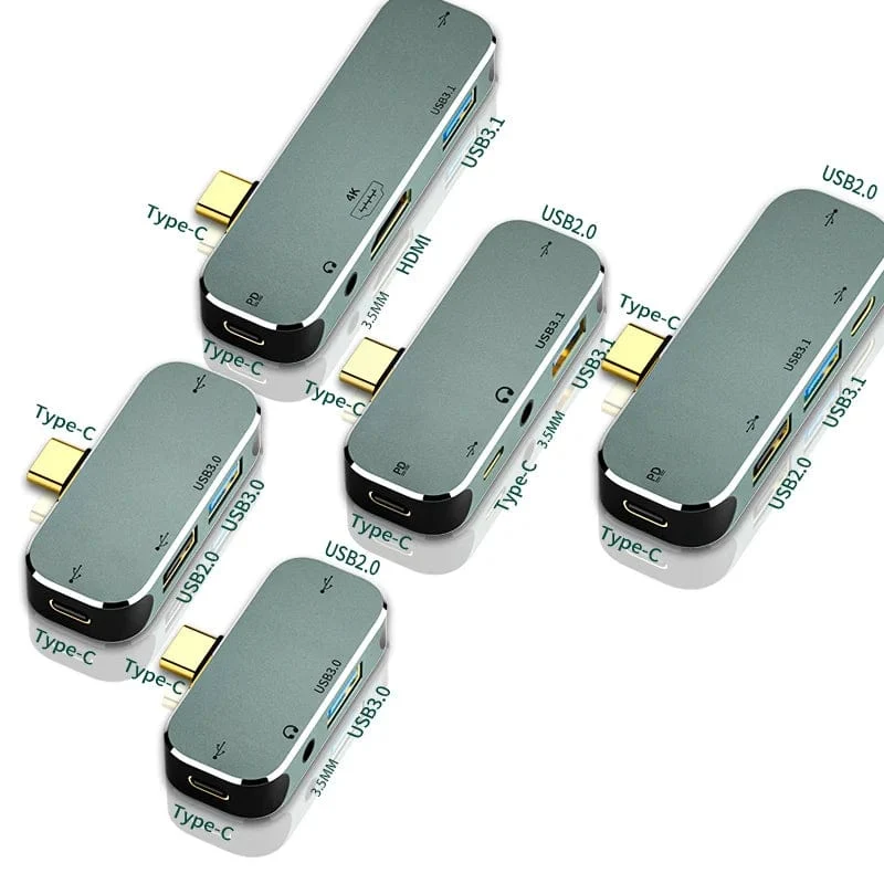 USB HUB Typ C PD100W Extender Dockingstation USB3.0/Audio 3.5 MM Buchse/4K HDMI Adapter USB C HUB Splitter für Computer Macbook