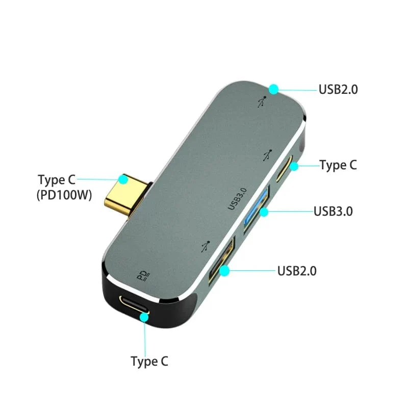 USB HUB Typ C PD100W Extender Dockingstation USB3.0/Audio 3.5 MM Buchse/4K HDMI Adapter USB C HUB Splitter für Computer Macbook