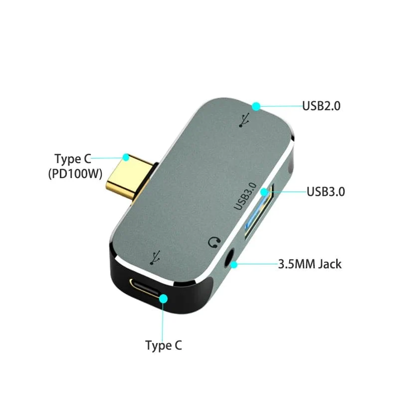 USB HUB Typ C PD100W Extender Dockingstation USB3.0/Audio 3.5 MM Buchse/4K HDMI Adapter USB C HUB Splitter für Computer Macbook