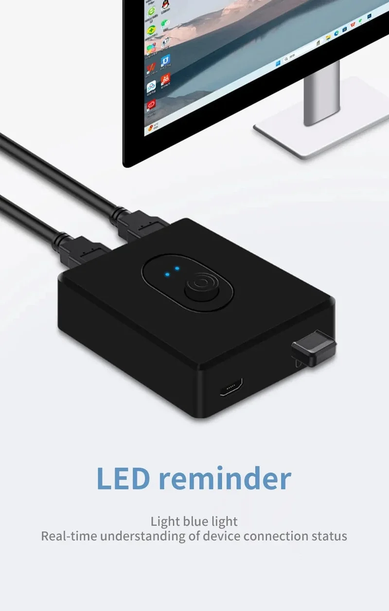 USB 3.0 KVM Switch USB Hub 1x2/2x1 Switcher USB3.0 Schalter Shared Controller Splitter für Laptop Computer Drucker Tastatur Maus