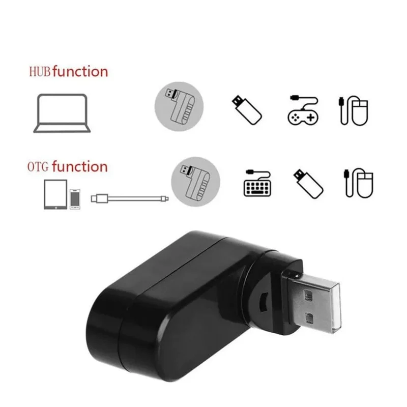 USB Hub 2.0 Adapter Drehen High Speed ​​U Disk Reader Splitter 3 Ports USB 2.0 Für Computer PC Laptop Mac Mini Zubehör