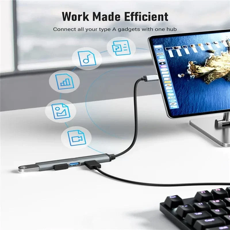 4-in-1 USB 3.0 HUB USB-Hubs Dockingstationen Typ C 3.1 Multi USB Splitter OTG Adapter für PC Computerzubehör Macbook Pro