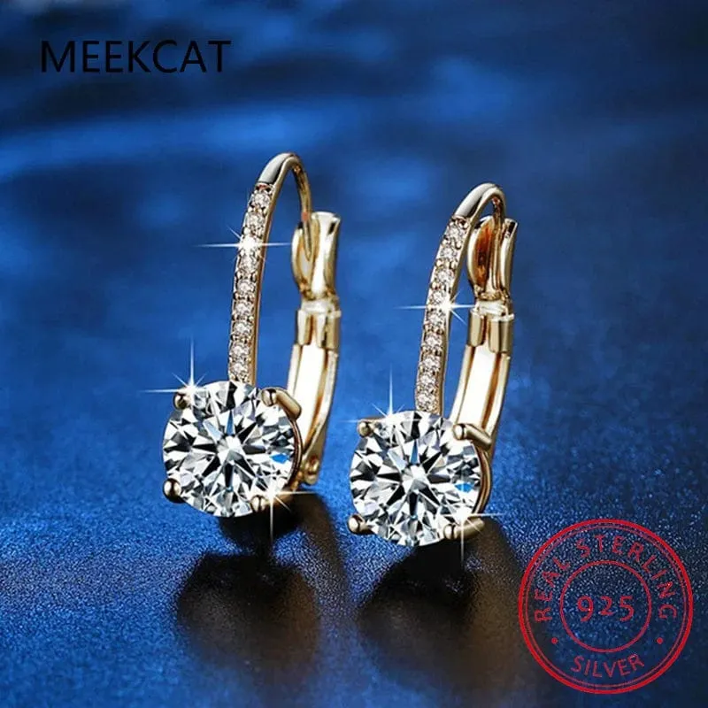 Trendy 14K vergoldete Ohrringe 2023 Silber Creolen 925 Baumelnde Ohrringe für Frauen Lever Back Moissanite Ohrring Tropfen Mädchen Schmuck