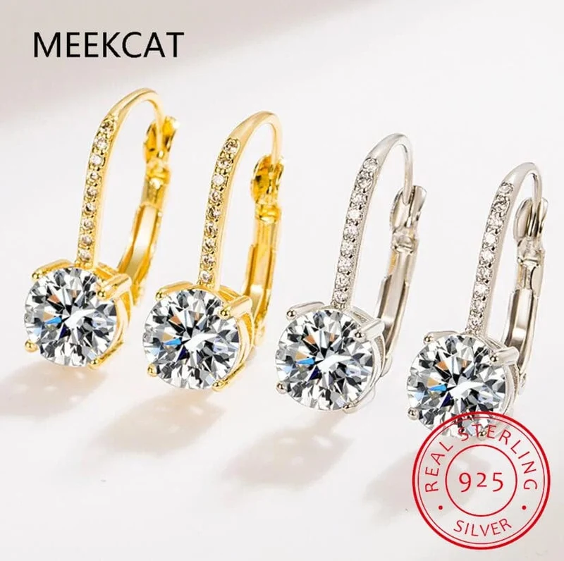 Trendy 14K vergoldete Ohrringe 2023 Silber Creolen 925 Baumelnde Ohrringe für Frauen Lever Back Moissanite Ohrring Tropfen Mädchen Schmuck