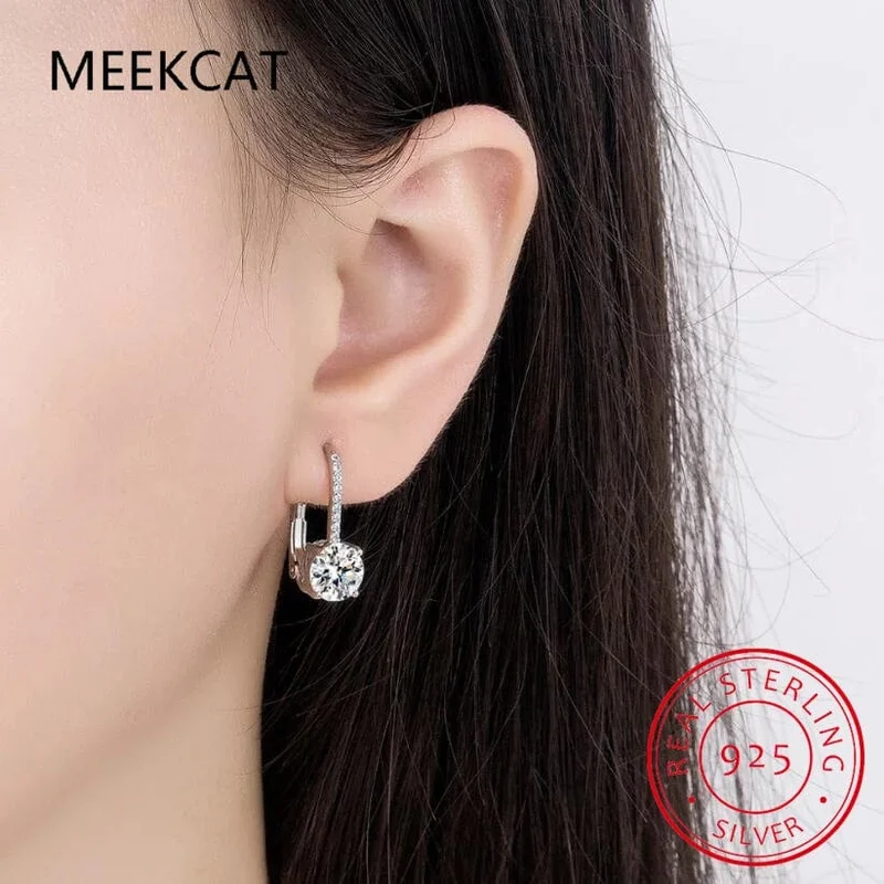 Trendy 14K vergoldete Ohrringe 2023 Silber Creolen 925 Baumelnde Ohrringe für Frauen Lever Back Moissanite Ohrring Tropfen Mädchen Schmuck