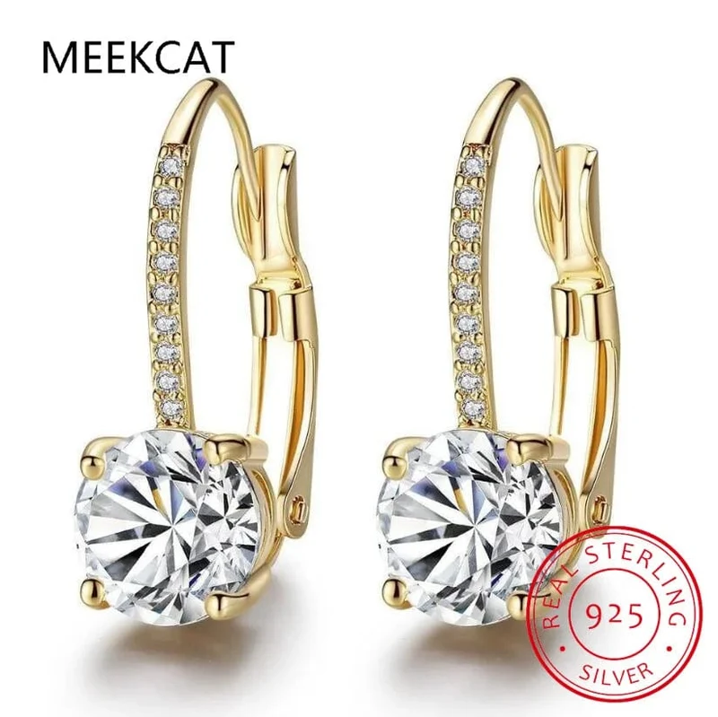 Trendy 14K vergoldete Ohrringe 2023 Silber Creolen 925 Baumelnde Ohrringe für Frauen Lever Back Moissanite Ohrring Tropfen Mädchen Schmuck