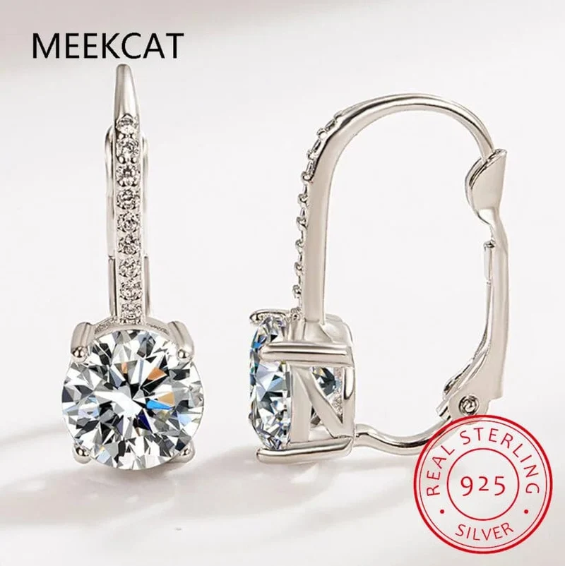 Trendy 14K vergoldete Ohrringe 2023 Silber Creolen 925 Baumelnde Ohrringe für Frauen Lever Back Moissanite Ohrring Tropfen Mädchen Schmuck
