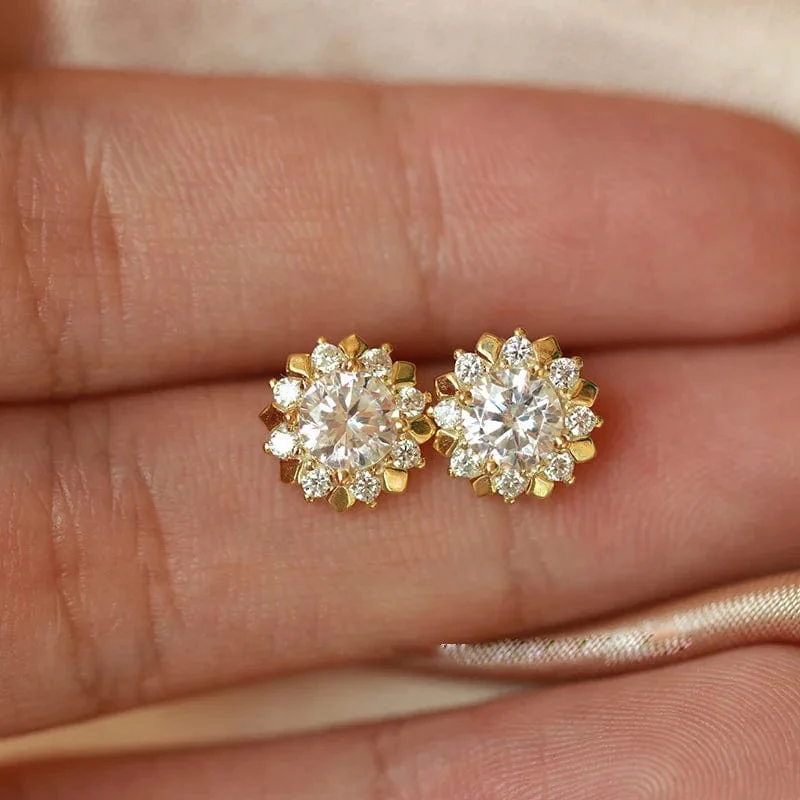 Massiver 14K Gold Farbe Schmuck Ohrstecker für Frauen Böhmen 14 K Gold Aros Mujer Oreja Granat Ohrring Orecchini Schmuck weibliche