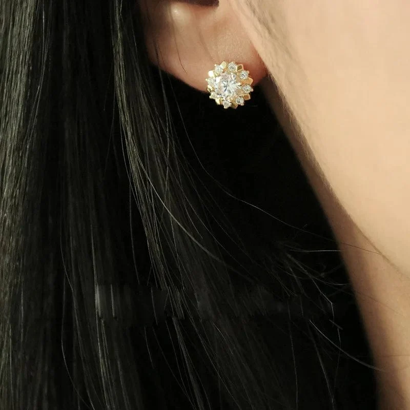 Massiver 14K Gold Farbe Schmuck Ohrstecker für Frauen Böhmen 14 K Gold Aros Mujer Oreja Granat Ohrring Orecchini Schmuck weibliche