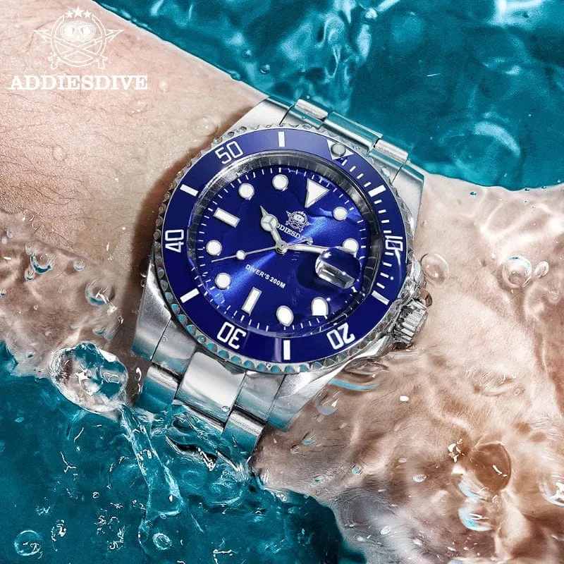 ADDIESDIVE Edelstahluhr Herren Europäische und amerikanische Business-Freizeit-Quarzuhr Wasserdichte Outdoor-Sportuhr