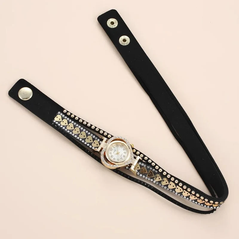 Luxuriöse Damen-Quarzuhr mit Herz-Zifferblatt, glänzendes Design, hochwertige Damen-Quarzuhr, modisches Strass-Armband, Wickelarmband, Damenuhr, Geschenk
