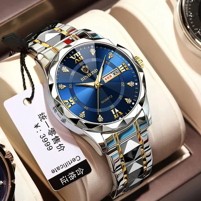 BINBOND Top Marke Luxus Mode Uhr Männer Wasserdicht Woche Datum Uhr Sport Uhr Männer Quarz Armbanduhr Relogio Masculino B2521