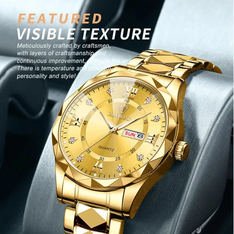 BINBOND Top Marke Luxus Mode Uhr Männer Wasserdicht Woche Datum Uhr Sport Uhr Männer Quarz Armbanduhr Relogio Masculino B2521
