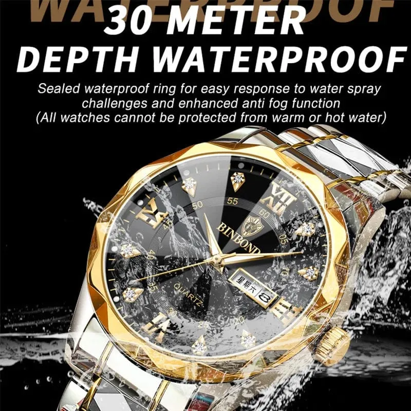 BINBOND Top Marke Luxus Mode Uhr Männer Wasserdicht Woche Datum Uhr Sport Uhr Männer Quarz Armbanduhr Relogio Masculino B2521