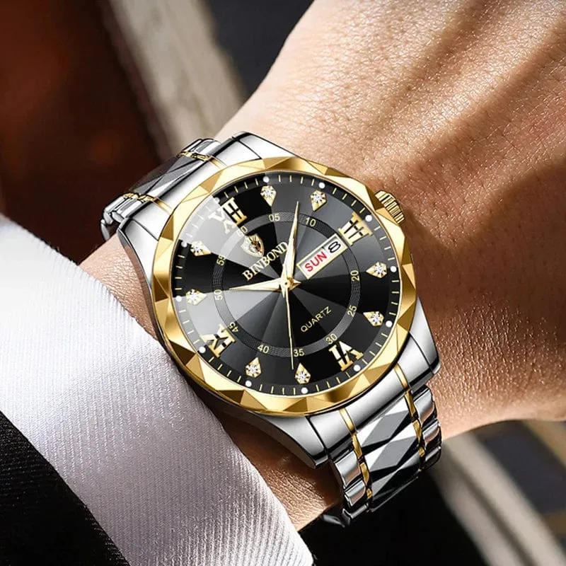 BINBOND Top Marke Luxus Mode Uhr Männer Wasserdicht Woche Datum Uhr Sport Uhr Männer Quarz Armbanduhr Relogio Masculino B2521