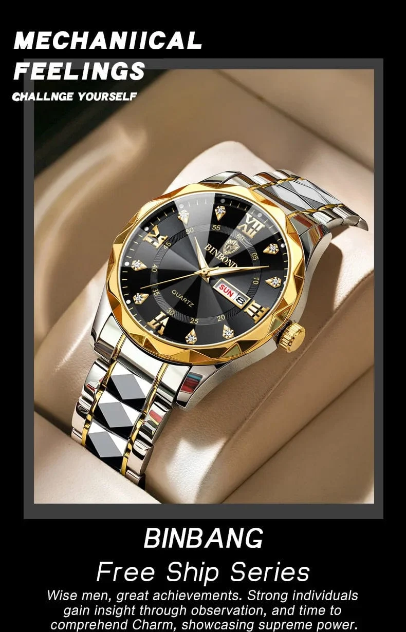 BINBOND Top Marke Luxus Mode Uhr Männer Wasserdicht Woche Datum Uhr Sport Uhr Männer Quarz Armbanduhr Relogio Masculino B2521