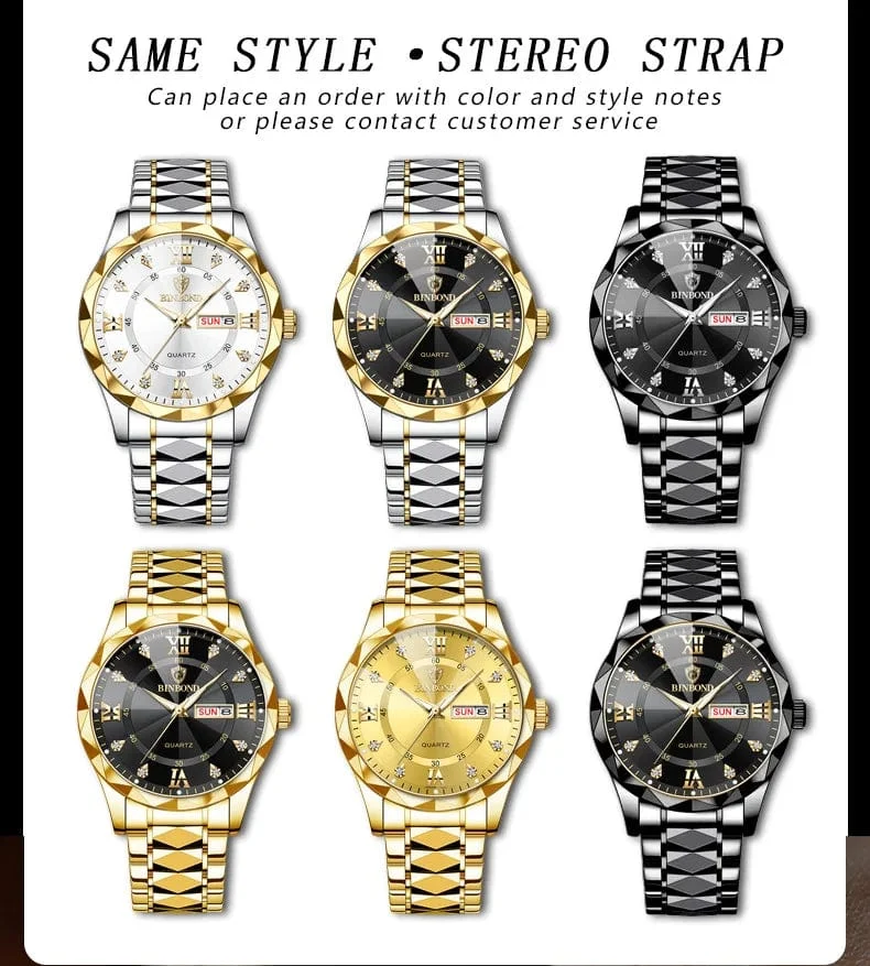 BINBOND Top Marke Luxus Mode Uhr Männer Wasserdicht Woche Datum Uhr Sport Uhr Männer Quarz Armbanduhr Relogio Masculino B2521