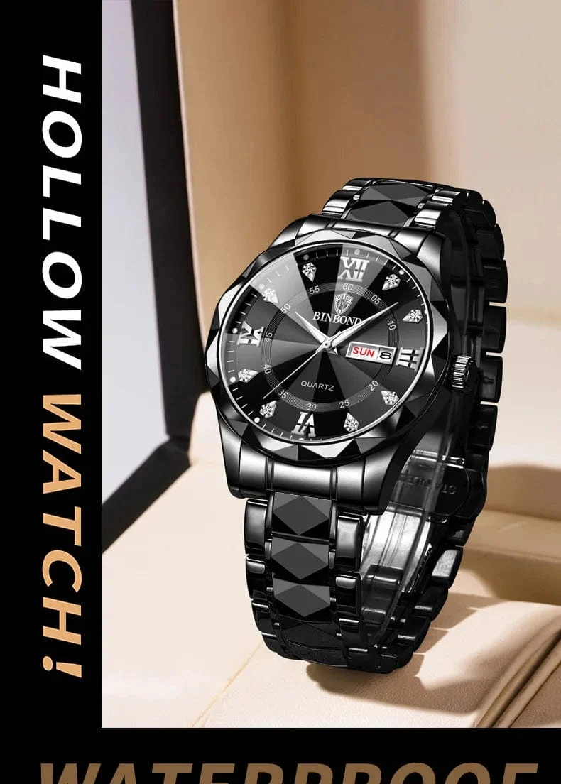 BINBOND Top Marke Luxus Mode Uhr Männer Wasserdicht Woche Datum Uhr Sport Uhr Männer Quarz Armbanduhr Relogio Masculino B2521