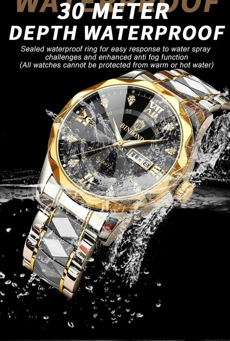BINBOND Top Marke Luxus Mode Uhr Männer Wasserdicht Woche Datum Uhr Sport Uhr Männer Quarz Armbanduhr Relogio Masculino B2521