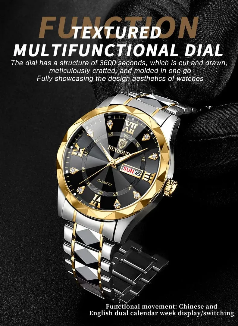 BINBOND Top Marke Luxus Mode Uhr Männer Wasserdicht Woche Datum Uhr Sport Uhr Männer Quarz Armbanduhr Relogio Masculino B2521