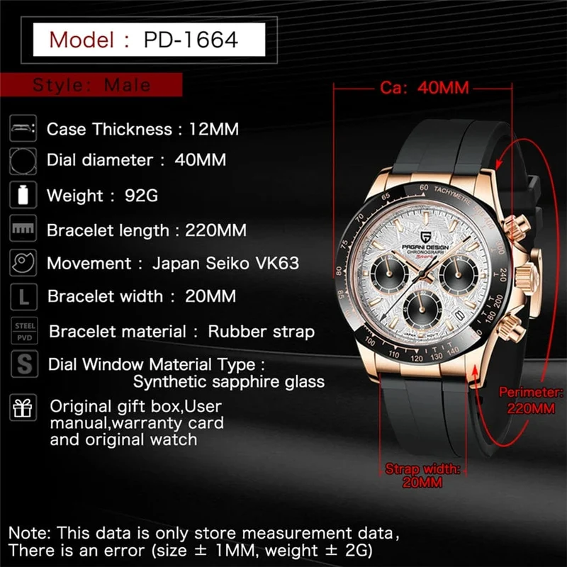 40mm Neue V2 PAGANI DESIGN herren Quarz Uhren Saphir Retro Chronograph Edelstahl Wasserdicht Uhr Männer Relogio Masculino