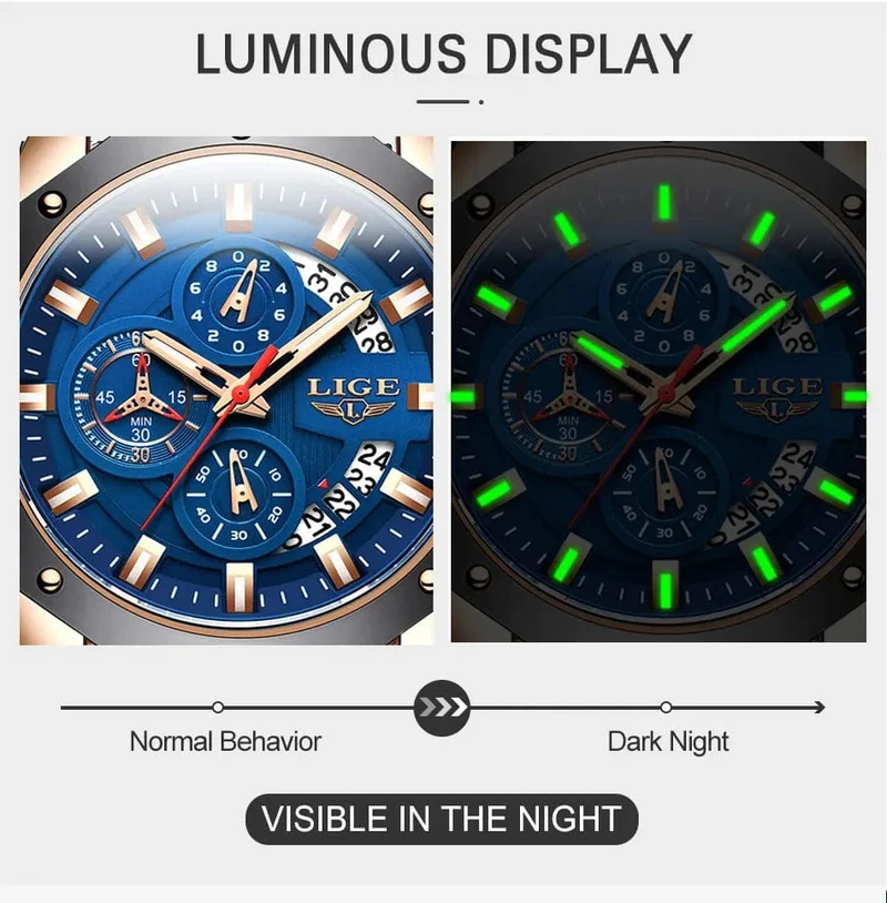 LIGE Herrenuhr Luxus Silikonarmband Wasserdicht Sport Quarz Chronograph Militär Armbanduhr Männer Uhr Relogio Masculino