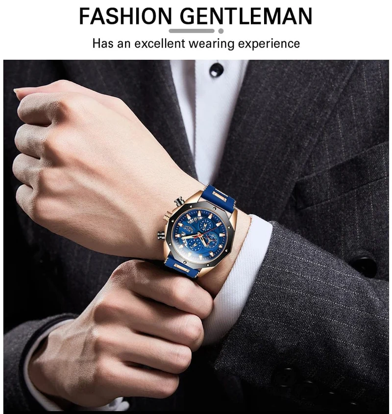 LIGE Herrenuhr Luxus Silikonarmband Wasserdicht Sport Quarz Chronograph Militär Armbanduhr Männer Uhr Relogio Masculino