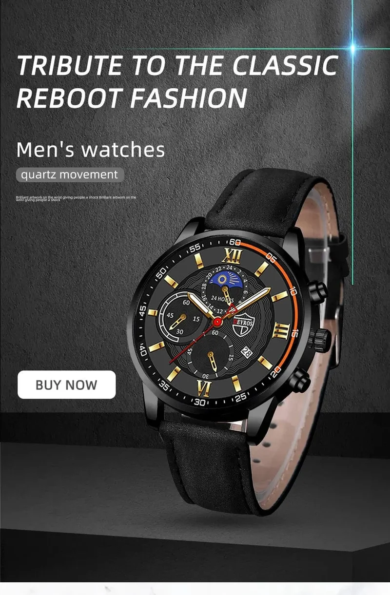 2 Teile/satz Mode Herren Sport Uhren Mann Business Leder Armband Quarz Uhr Luxus Männer Casual Leuchtende Uhr Reloj Hombre