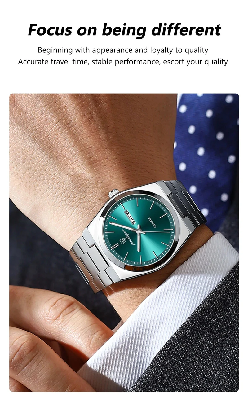 POEDAGAR Luxus Quarz Herren Armbanduhr Sport Herren Uhren Wasserdicht Leucht Datum Woche Edelstahl Herrenuhr Männlich Reloj + Box