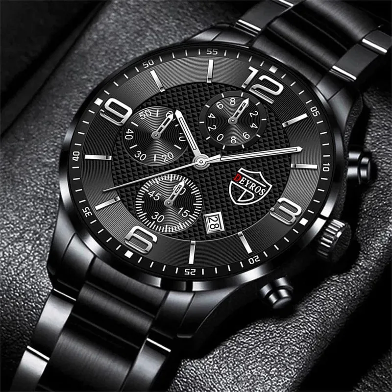 Reloj hombre Luxury Business Männer Uhren Edelstahl Quarz Armbanduhr Männlichen Leder Kalender Leuchtende Uhr relogio masculino