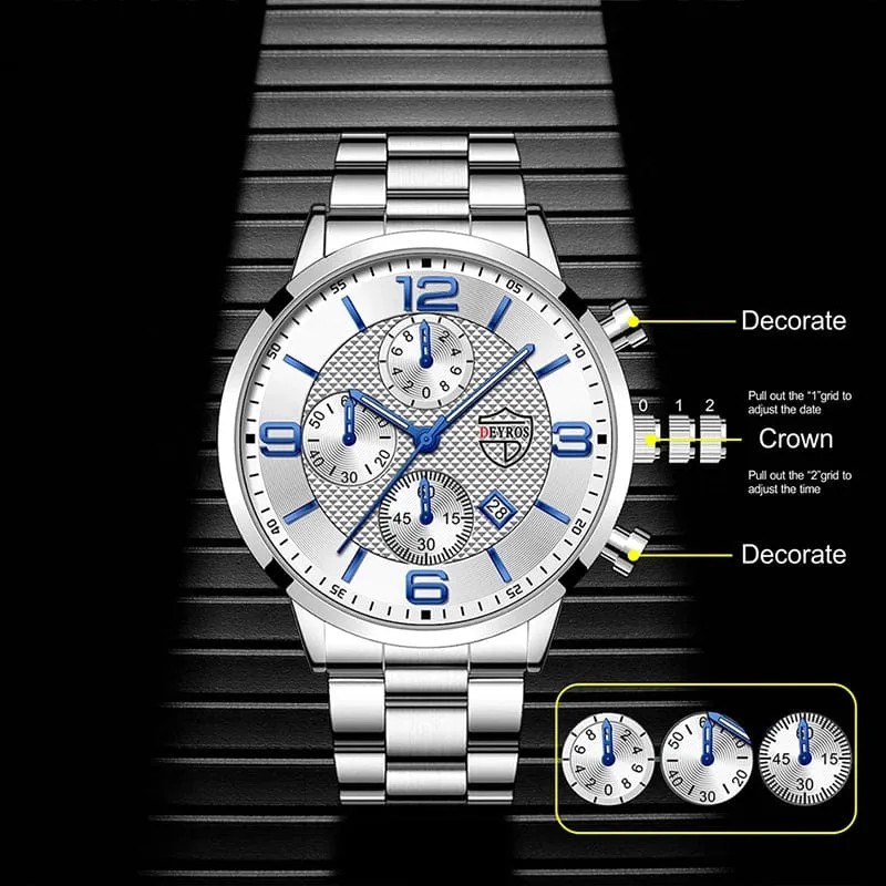 Reloj hombre Luxury Business Männer Uhren Edelstahl Quarz Armbanduhr Männlichen Leder Kalender Leuchtende Uhr relogio masculino