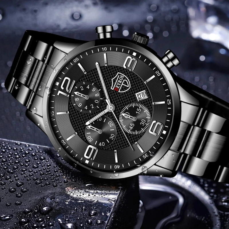 Reloj hombre Luxury Business Männer Uhren Edelstahl Quarz Armbanduhr Männlichen Leder Kalender Leuchtende Uhr relogio masculino