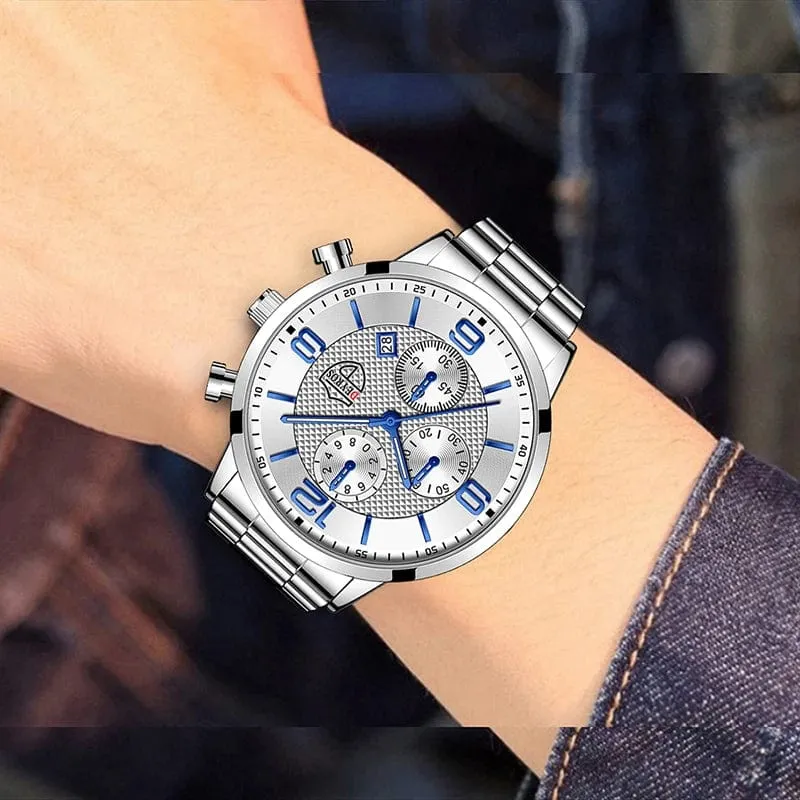 Reloj hombre Luxury Business Männer Uhren Edelstahl Quarz Armbanduhr Männlichen Leder Kalender Leuchtende Uhr relogio masculino