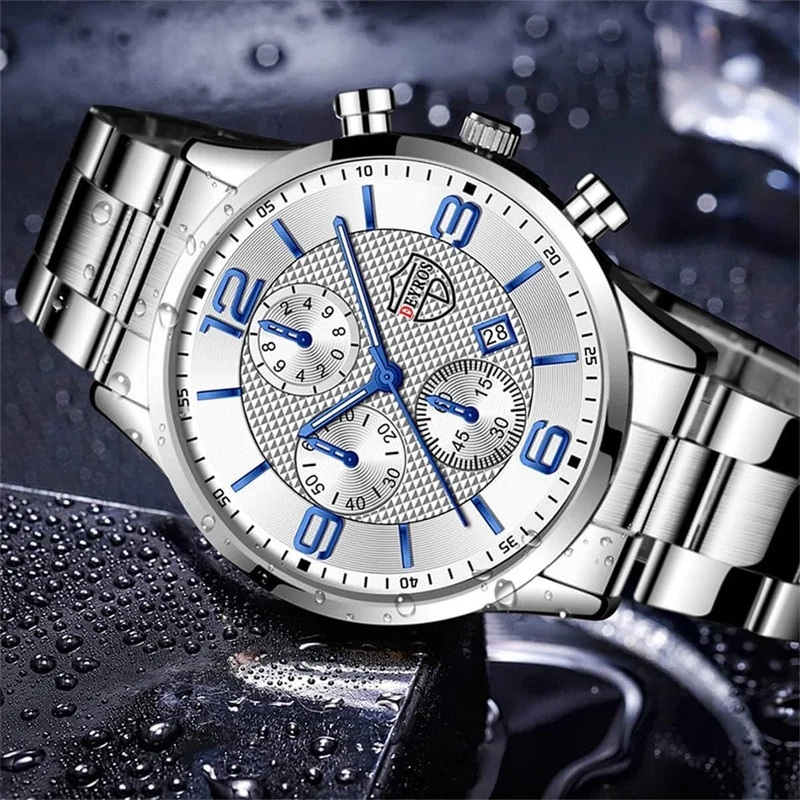 Reloj hombre Luxury Business Männer Uhren Edelstahl Quarz Armbanduhr Männlichen Leder Kalender Leuchtende Uhr relogio masculino