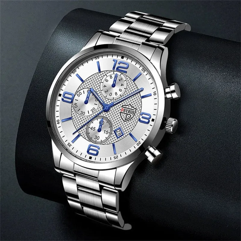 Reloj hombre Luxury Business Männer Uhren Edelstahl Quarz Armbanduhr Männlichen Leder Kalender Leuchtende Uhr relogio masculino