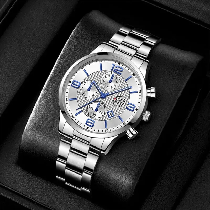 Reloj hombre Luxury Business Männer Uhren Edelstahl Quarz Armbanduhr Männlichen Leder Kalender Leuchtende Uhr relogio masculino