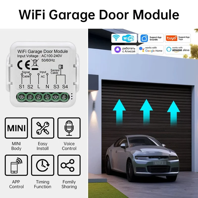 Tuya WiFi Garagentoröffner-Controller Smart Automatischer Garagentorschalter APP-Fernbedienung für Alexa Google Home Yandex Alice