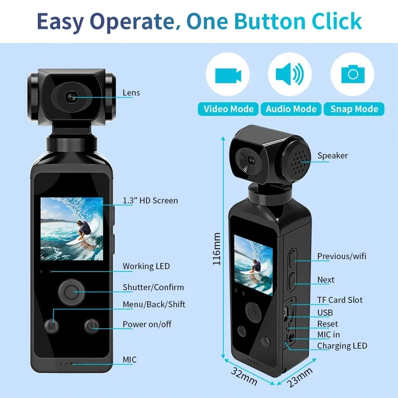 1080P 4K WiFi Full HD Kamera 270 Drehbare Mini Camcorder Outdoor Sport DV Mit Wasserdicht Fall Video Recorder Camcorder Cam