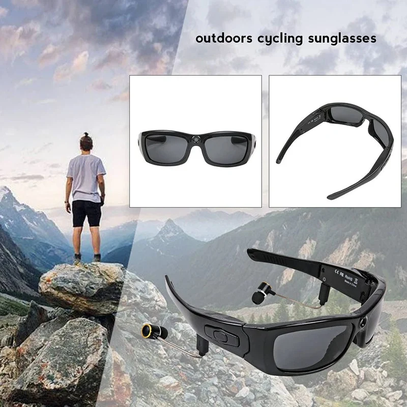 HD 1080P Mini-Camcorder-Brillenkamera mit Bluetooth-Headset, polarisierte Sonnenbrille, Sportkamera, Videorecorder fürs Fahren und Radfahren