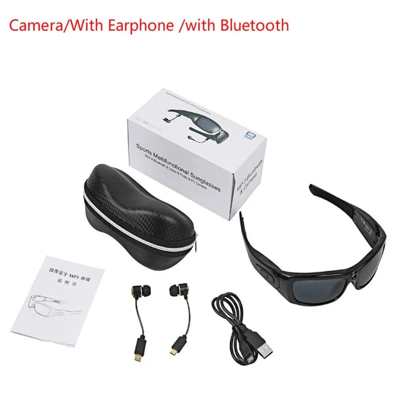 HD 1080P Mini-Camcorder-Brillenkamera mit Bluetooth-Headset, polarisierte Sonnenbrille, Sportkamera, Videorecorder fürs Fahren und Radfahren