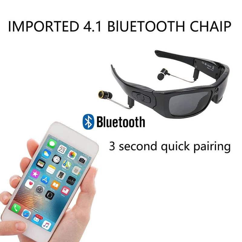 HD 1080P Mini-Camcorder-Brillenkamera mit Bluetooth-Headset, polarisierte Sonnenbrille, Sportkamera, Videorecorder fürs Fahren und Radfahren