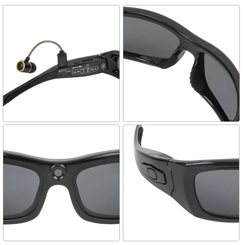 HD 1080P Mini-Camcorder-Brillenkamera mit Bluetooth-Headset, polarisierte Sonnenbrille, Sportkamera, Videorecorder fürs Fahren und Radfahren