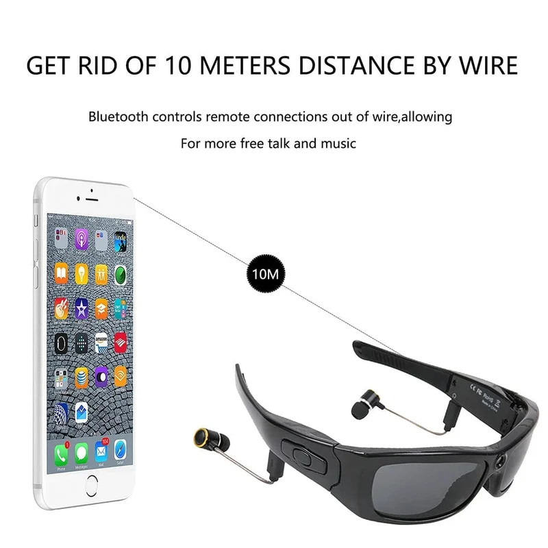 HD 1080P Mini-Camcorder-Brillenkamera mit Bluetooth-Headset, polarisierte Sonnenbrille, Sportkamera, Videorecorder fürs Fahren und Radfahren