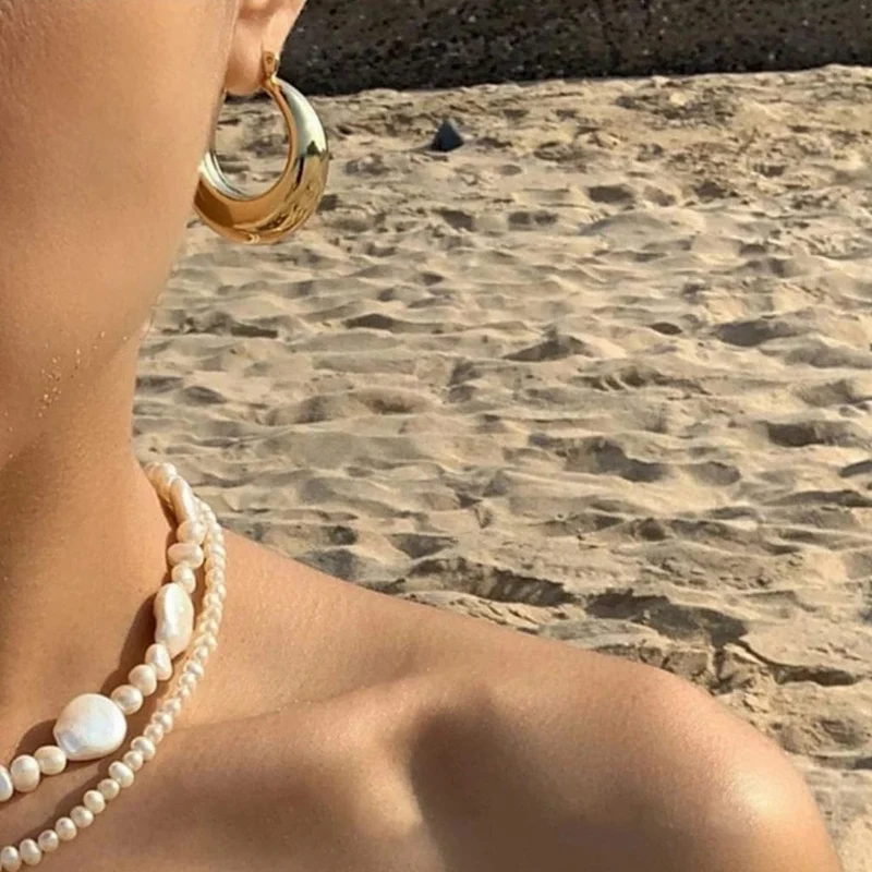 Neue Stil 2024 Großhandel Glatte Exquisite Großen Kreis Hoop Ohrringe für Frauen Mädchen Hochzeit Party Große Edelstahl Schmuck